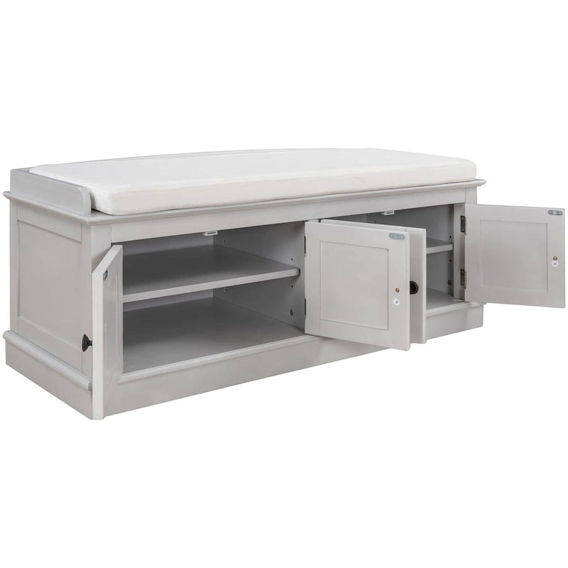 Banc de rangement 4 portes avec coussin, 1 personne (blanc / gris / expresso / marine)