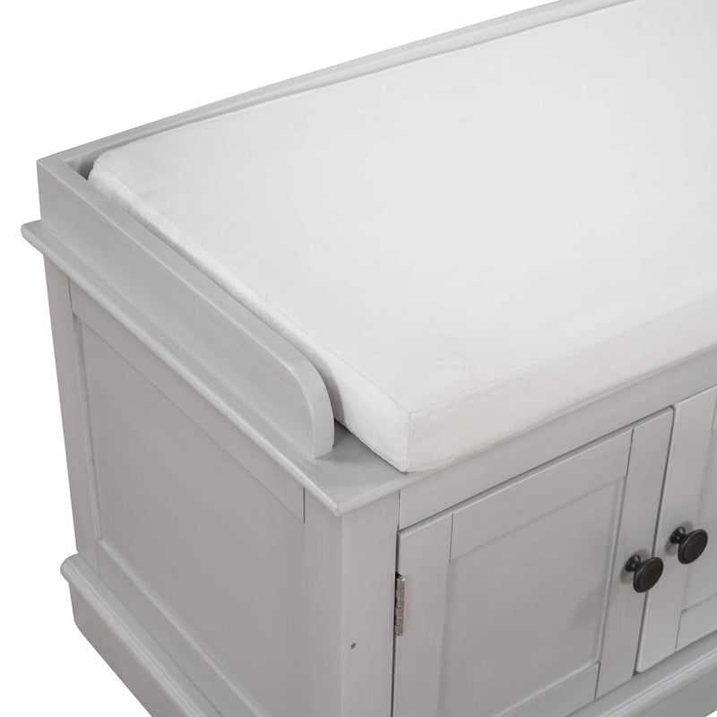 Banc de rangement 4 portes avec coussin, 1 personne (blanc / gris / expresso / marine)