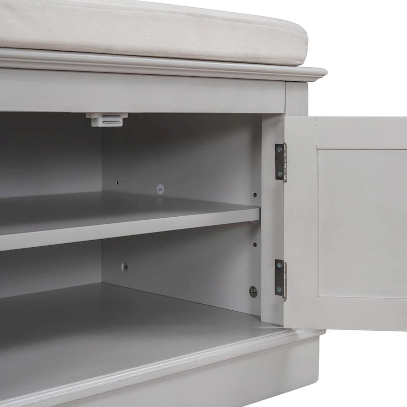 Banc de rangement 4 portes avec coussin, 1 personne (blanc / gris / expresso / marine)