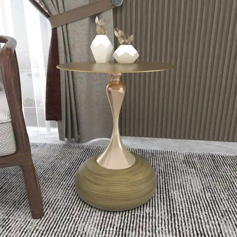 Table d'appoint piédestal ronde 18" | Vert / Or mat / Blanc / Or brillant / Bleu / Laiton | Pour 4 personnes maximum