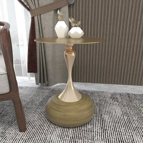 Table d'appoint piédestal ronde 18" | Vert / Or mat / Blanc / Or brillant / Bleu / Laiton | Pour 4 personnes maximum