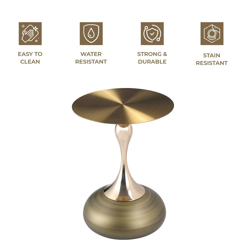 Table d'appoint piédestal ronde 18" | Vert / Or mat / Blanc / Or brillant / Bleu / Laiton | Pour 4 personnes maximum