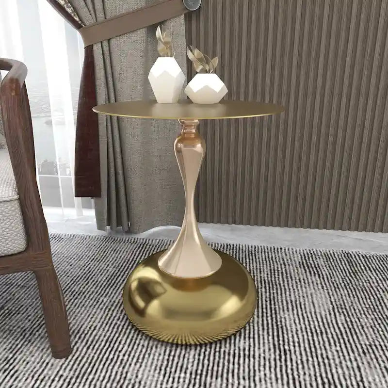 Table d'appoint piédestal ronde 18" | Vert / Or mat / Blanc / Or brillant / Bleu / Laiton | Pour 4 personnes maximum