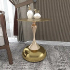 Table d'appoint piédestal ronde 18" | Vert / Or mat / Blanc / Or brillant / Bleu / Laiton | Pour 4 personnes maximum
