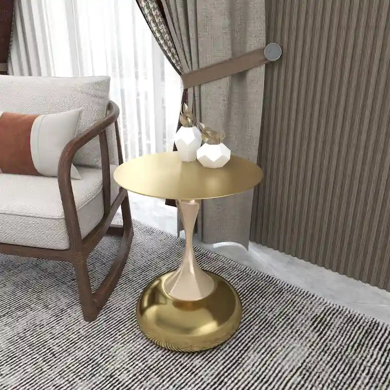 Table d'appoint piédestal ronde 18" | Vert / Or mat / Blanc / Or brillant / Bleu / Laiton | Pour 4 personnes maximum
