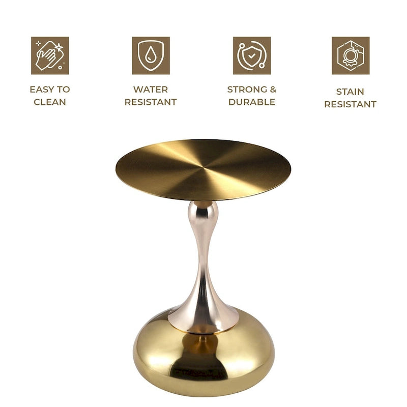 Table d'appoint piédestal ronde 18" | Vert / Or mat / Blanc / Or brillant / Bleu / Laiton | Pour 4 personnes maximum
