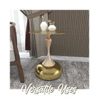 Table d'appoint piédestal ronde 18" | Vert / Or mat / Blanc / Or brillant / Bleu / Laiton | Pour 4 personnes maximum