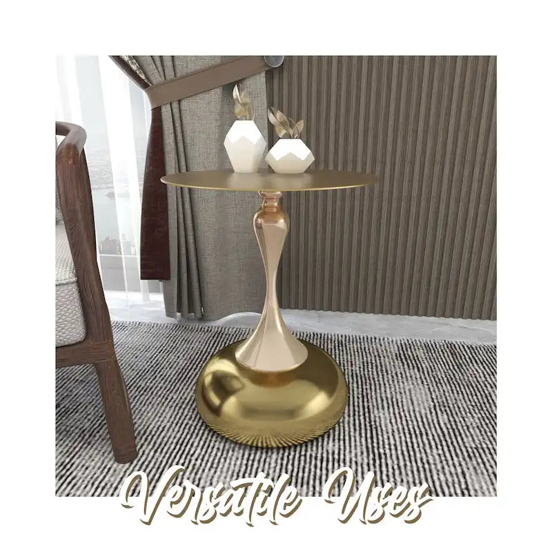 Table d'appoint piédestal ronde 18" | Vert / Or mat / Blanc / Or brillant / Bleu / Laiton | Pour 4 personnes maximum