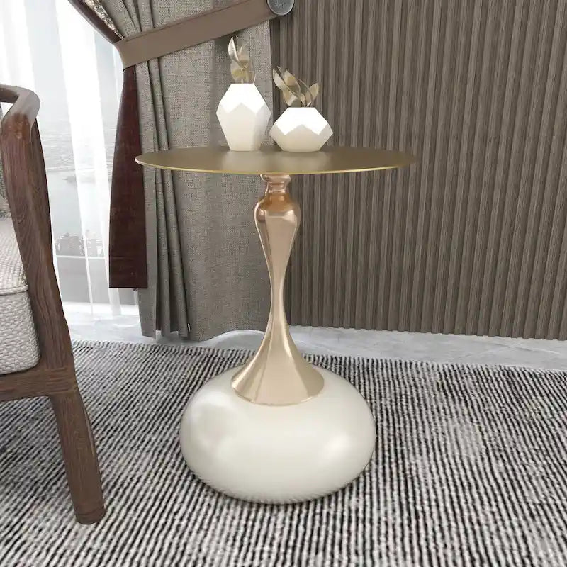 Table d'appoint piédestal ronde 18" | Vert / Or mat / Blanc / Or brillant / Bleu / Laiton | Pour 4 personnes maximum