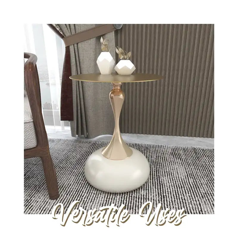 Table d'appoint piédestal ronde 18" | Vert / Or mat / Blanc / Or brillant / Bleu / Laiton | Pour 4 personnes maximum