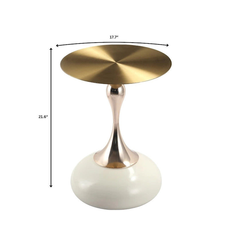 Table d'appoint piédestal ronde 18" | Vert / Or mat / Blanc / Or brillant / Bleu / Laiton | Pour 4 personnes maximum