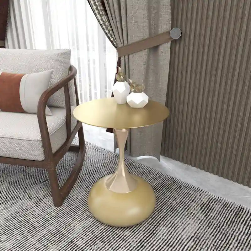 Table d'appoint piédestal ronde 18" | Vert / Or mat / Blanc / Or brillant / Bleu / Laiton | Pour 4 personnes maximum