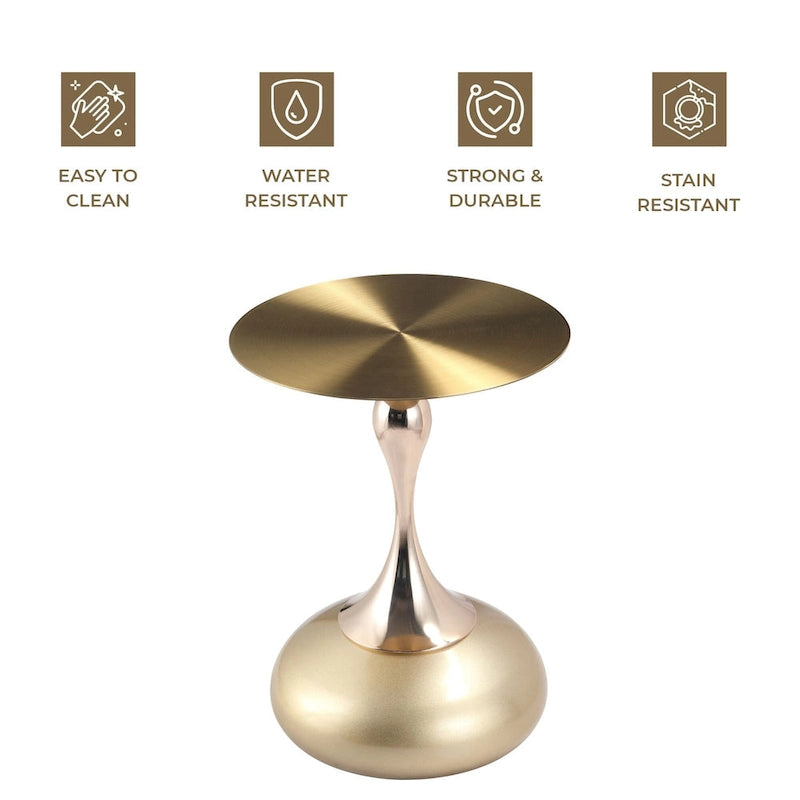 Table d'appoint piédestal ronde 18" | Vert / Or mat / Blanc / Or brillant / Bleu / Laiton | Pour 4 personnes maximum