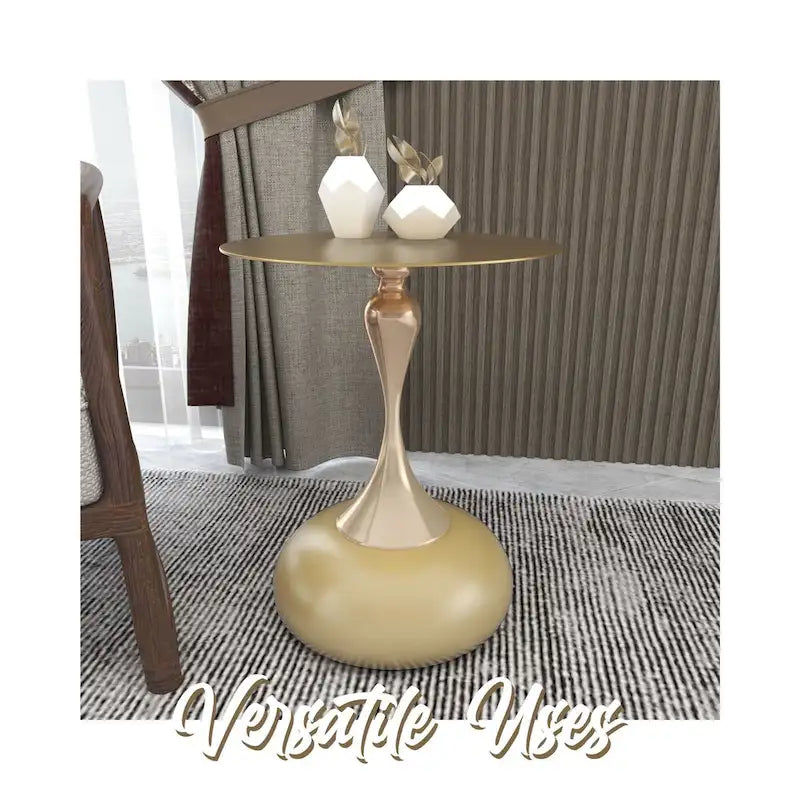Table d'appoint piédestal ronde 18" | Vert / Or mat / Blanc / Or brillant / Bleu / Laiton | Pour 4 personnes maximum