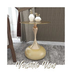 Table d'appoint piédestal ronde 18" | Vert / Or mat / Blanc / Or brillant / Bleu / Laiton | Pour 4 personnes maximum