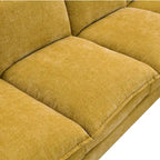 Canapé d'angle 5 places en chenille avec méridienne, gingembre / beige / gris / bleu marine foncé