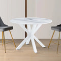 Table à manger ronde, Blanc/Noir/Marbre, 2-4 places, Plateau en MDF et pieds en métal