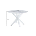 Table à manger ronde, Blanc/Noir/Marbre, 2-4 places, Plateau en MDF et pieds en métal