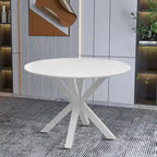 Table à manger ronde, Blanc/Noir/Marbre, 2-4 places, Plateau en MDF et pieds en métal