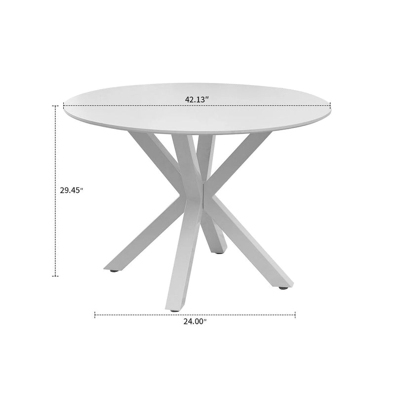Table à manger ronde, Blanc/Noir/Marbre, 2-4 places, Plateau en MDF et pieds en métal
