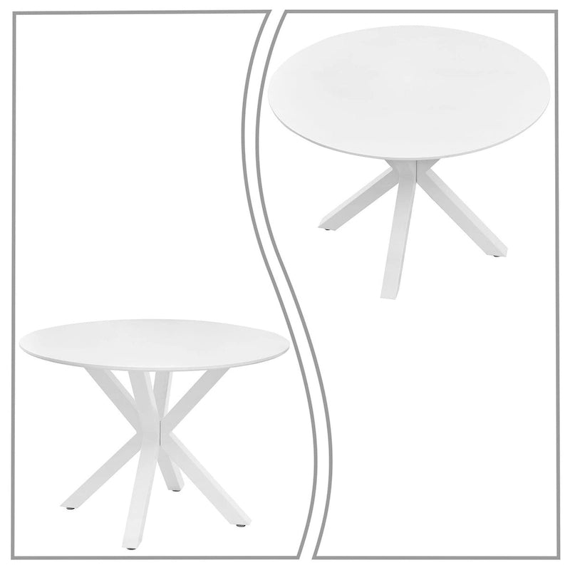 Table à manger ronde, Blanc/Noir/Marbre, 2-4 places, Plateau en MDF et pieds en métal