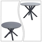 Table à manger ronde, Blanc/Noir/Marbre, 2-4 places, Plateau en MDF et pieds en métal