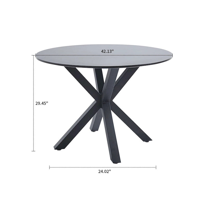 Table à manger ronde, Blanc/Noir/Marbre, 2-4 places, Plateau en MDF et pieds en métal