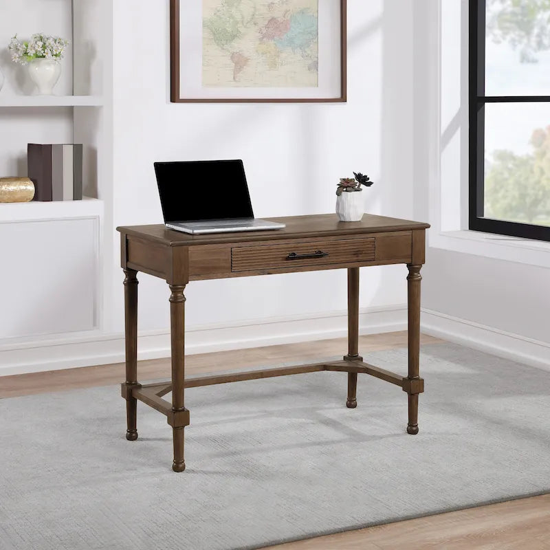 Bureau d'écriture traditionnel chêne brun – 1 personne