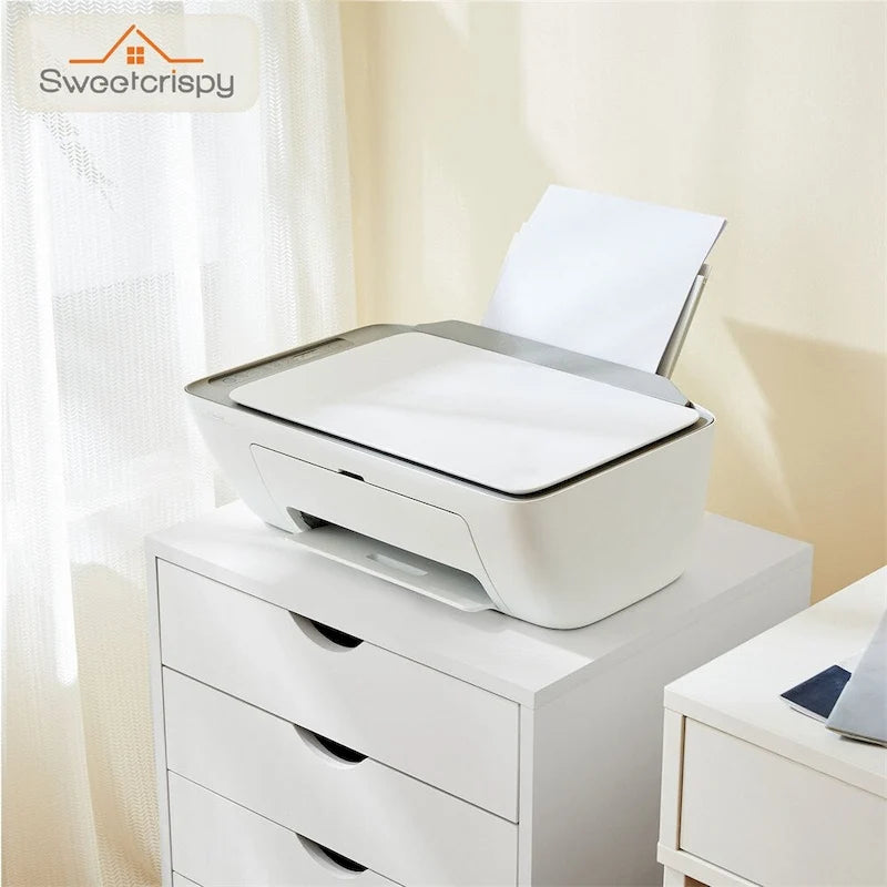 Commode de rangement à 5 tiroirs blanche/noire avec roulettes – 1 personne