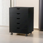 Commode de rangement à 5 tiroirs blanche/noire avec roulettes – 1 personne