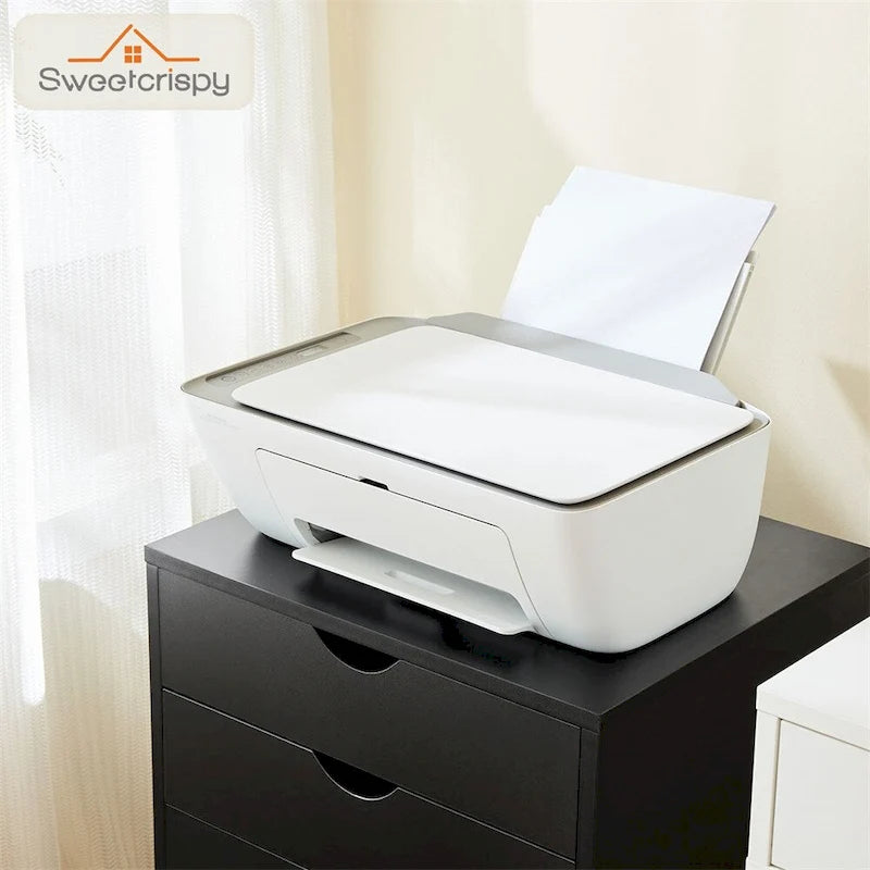 Commode de rangement à 5 tiroirs blanche/noire avec roulettes – 1 personne