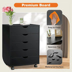 Commode de rangement à 5 tiroirs blanche/noire avec roulettes – 1 personne