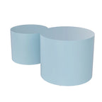 Lot de 2 tables d'appoint gigognes en placage chêne / noyer / noir / blanc / bleu