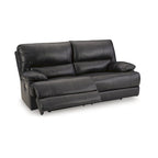 Canapé inclinable électrique en cuir noir, 3 places, 85L x 42P x 42H