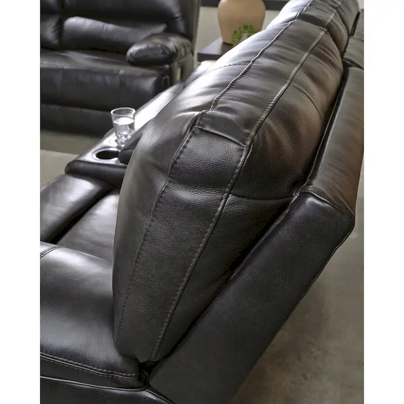 Canapé inclinable électrique en cuir noir, 3 places, 85L x 42P x 42H