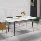 Table à manger rectangulaire en pierre frittée noire/blanche pour 6 à 8 personnes, piètement en X