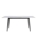 Table à manger rectangulaire en pierre frittée noire/blanche pour 6 à 8 personnes, piètement en X