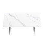 Table à manger rectangulaire en pierre frittée noire/blanche pour 6 à 8 personnes, piètement en X