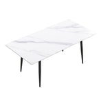 Table à manger rectangulaire en pierre frittée noire/blanche pour 6 à 8 personnes, piètement en X