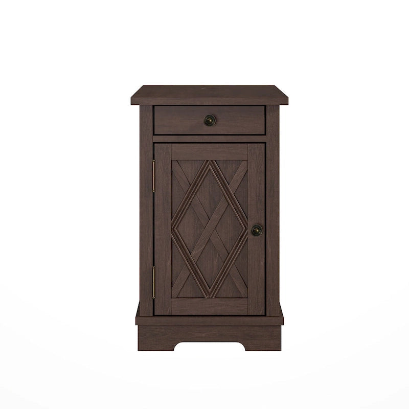 Table d'appoint en MDF marron avec ports de charge USB et rangement