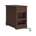 Table d'appoint en MDF marron avec ports de charge USB et rangement