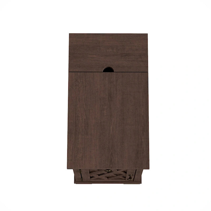 Table d'appoint en MDF marron avec ports de charge USB et rangement