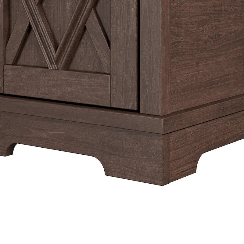 Table d'appoint en MDF marron avec ports de charge USB et rangement