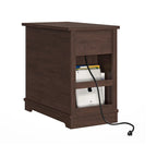 Table d'appoint en MDF marron avec ports de charge USB et rangement