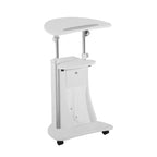 Chariot d'ordinateur portable roulant blanc réglable en hauteur avec rangement, 1 personne