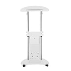 Chariot d'ordinateur portable roulant blanc réglable en hauteur avec rangement, 1 personne