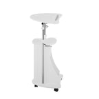 Chariot d'ordinateur portable roulant blanc réglable en hauteur avec rangement, 1 personne