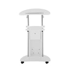 Chariot d'ordinateur portable roulant blanc réglable en hauteur avec rangement, 1 personne