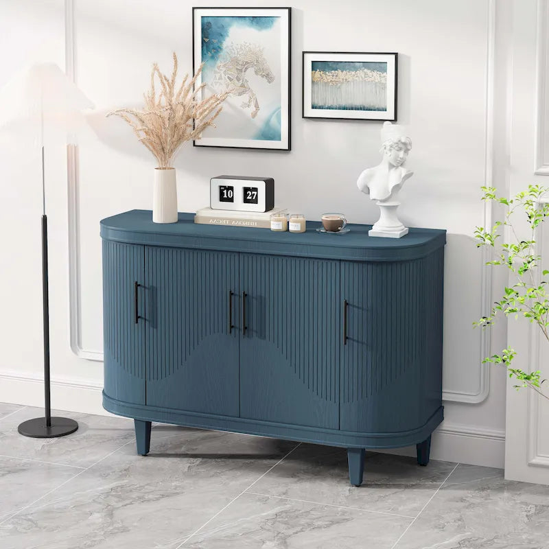 Meuble de rangement champagne/bleu avec étagères réglables, 119,9 cm, simple