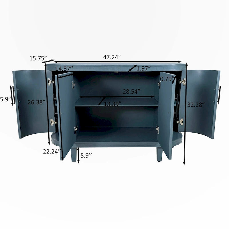 Meuble de rangement champagne/bleu avec étagères réglables, 119,9 cm, simple